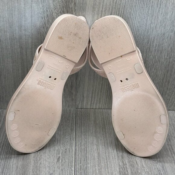 Melissa Sandals Womens Sz 5 M Lover Strappy Flats Vegan Synthetic Beige - Picture 10 of 12